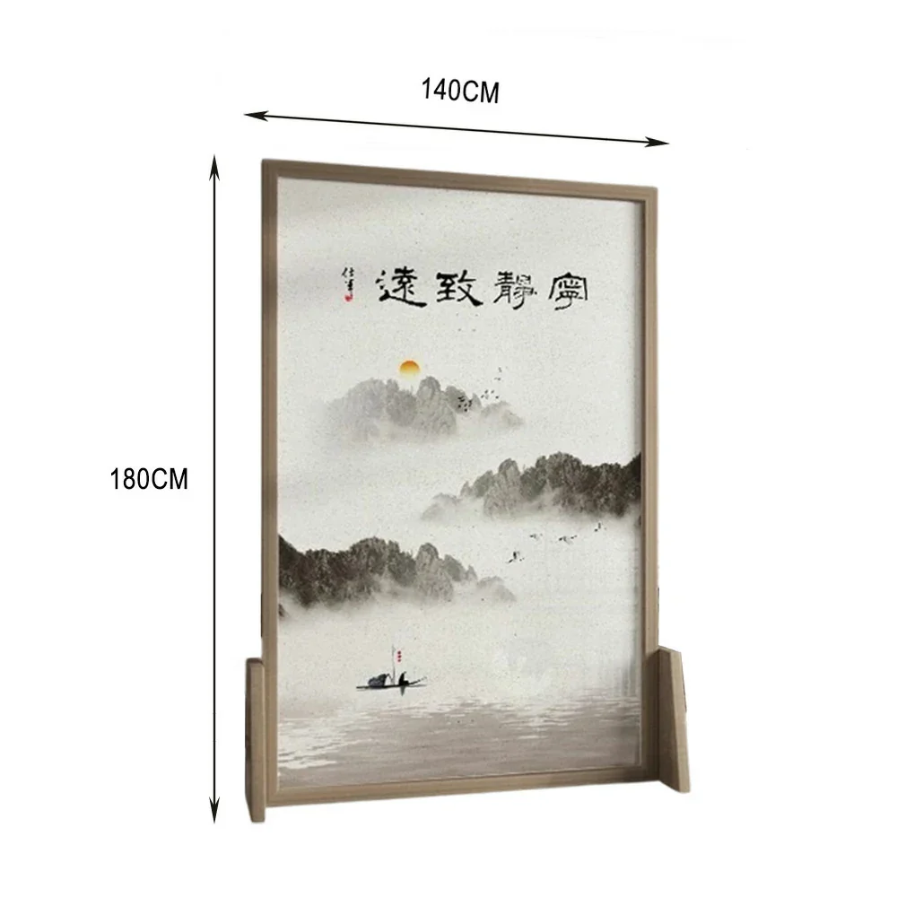 LIVARA Ink landscape Pattern Screen Made Of Solid Wood White Wax Wood And Mongolian Pine With An Eastern Style Home Decoration - Image 8