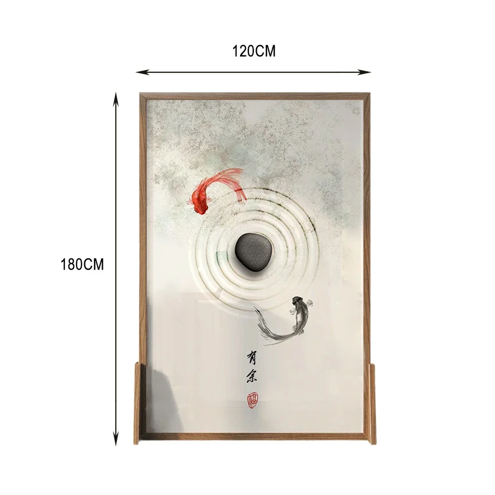 LIVARA Little Carp Pattern Screen Made Of Solid Wood White Wax Wood And Mongolian Pine With An Eastern Style Home Decoration - Image 7