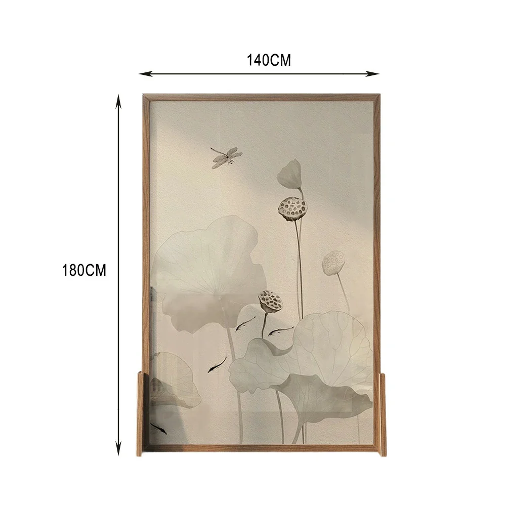 LIVARA Wash lotus leaf Pattern Screen Made Of Solid Wood White Wax Wood And Mongolian Pine With An Eastern Style Home Decoration - Image 8