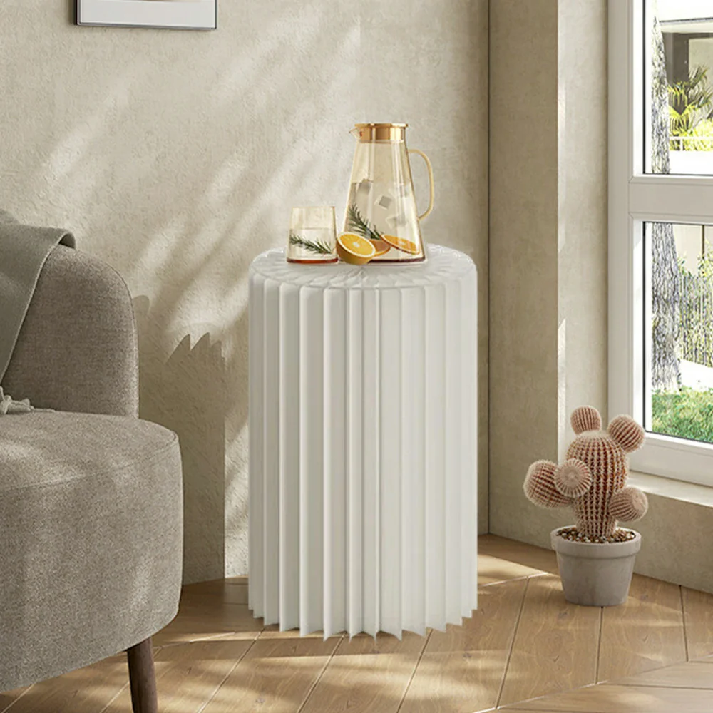 LIVARA Foldable Paper Cylinder Display Stand – Lightweight, Space-Saving Round Showcase for Retail & Promotions- White - Image 15