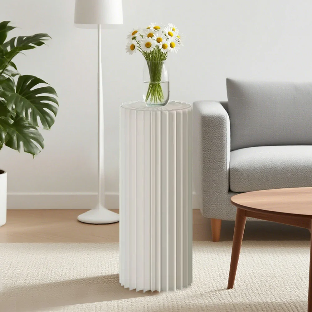 LIVARA 38/48/56cm Foldable Paper Cylinder Display Stand- White - Image 4