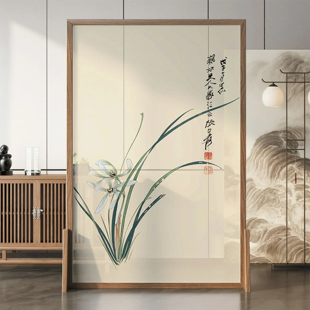 LIVARA flower leaf Pattern Screen Made Of Solid Wood White Wax Wood And Mongolian Pine With An Eastern Style Home Decoration - Image 2