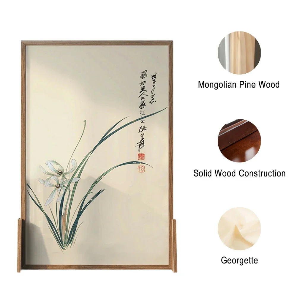 LIVARA flower leaf Pattern Screen Made Of Solid Wood White Wax Wood And Mongolian Pine With An Eastern Style Home Decoration - Image 3