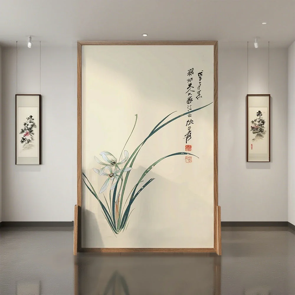 LIVARA flower leaf Pattern Screen Made Of Solid Wood White Wax Wood And Mongolian Pine With An Eastern Style Home Decoration - Image 4