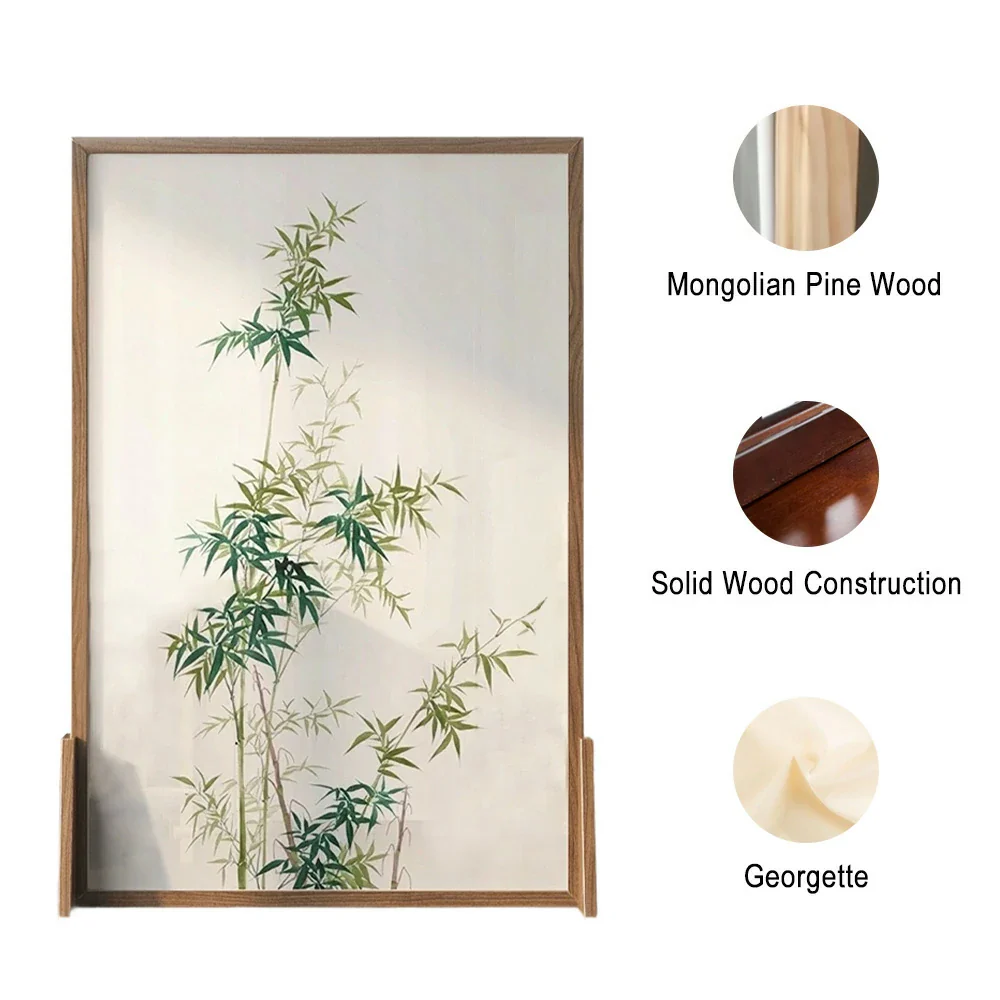 LIVARA Bamboo leaf Pattern Screen Made Of Solid Wood White Wax Wood And Mongolian Pine With An Eastern Style Home Decoration - Image 3