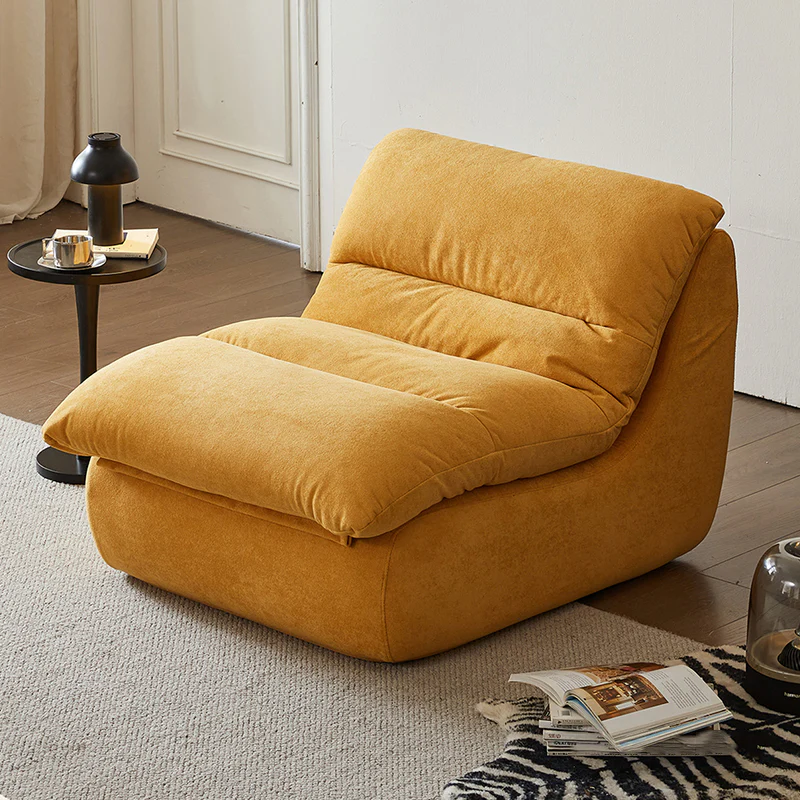 LIVARA B003 80/155CM Length Yellow&White Minimalist Style Dual-Layer High-Resilience Foam Compressed Sofa - Image 2