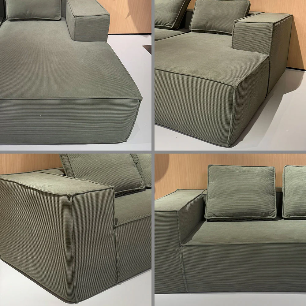 LIVARA B203 275/300CM Length Green Minimalist Style Dual-Layer High-Resilience Foam Compressed Sofa - Image 5