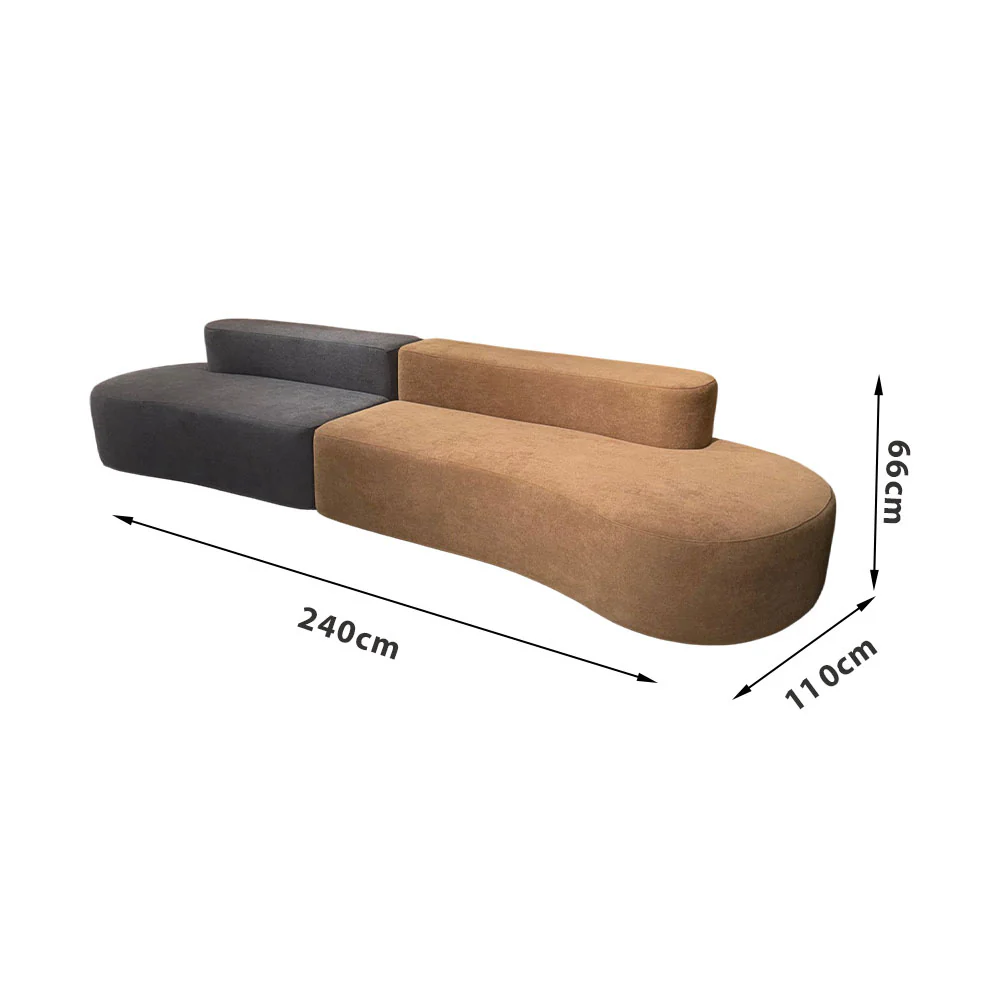 LIVARA B301 240CM Length Blue&Orange+Grey Minimalist Style Dual-Layer High-Resilience Foam Compressed Sofa - Image 11