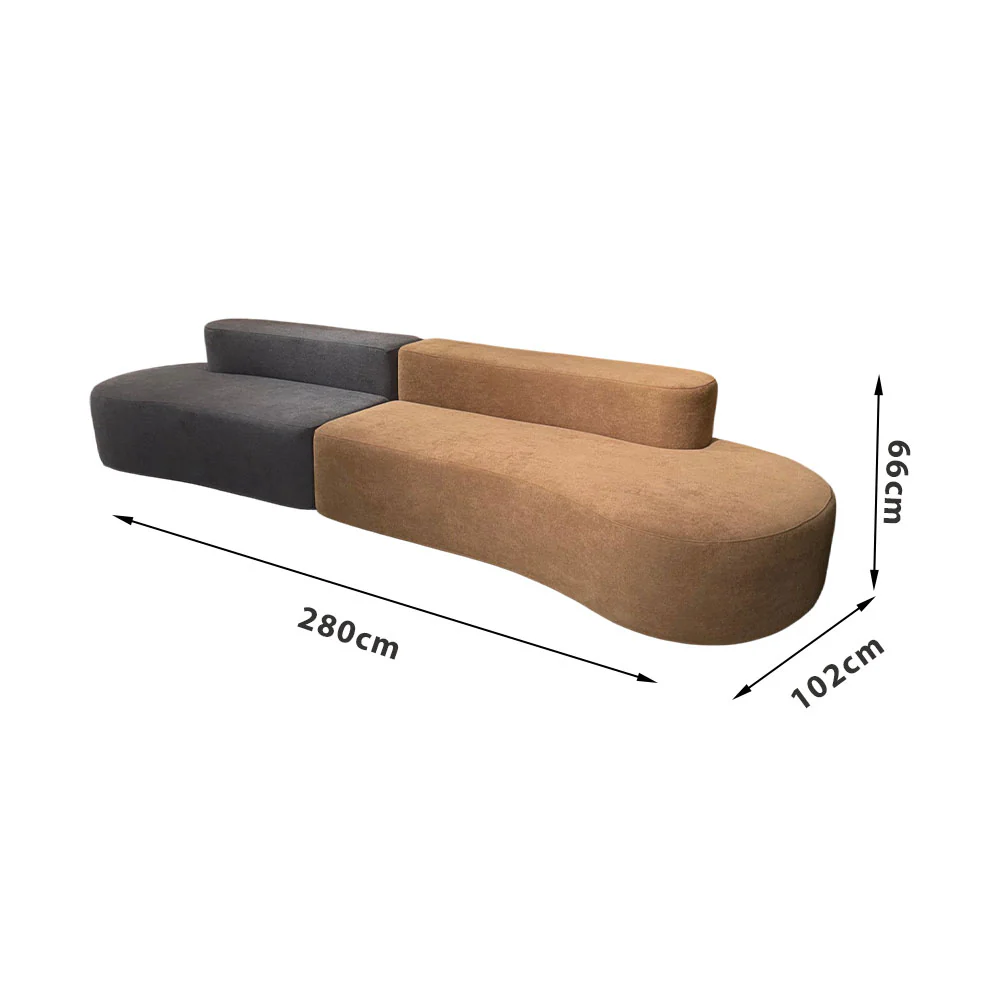 LIVARA B301 240CM Length Blue&Orange+Grey Minimalist Style Dual-Layer High-Resilience Foam Compressed Sofa - Image 13