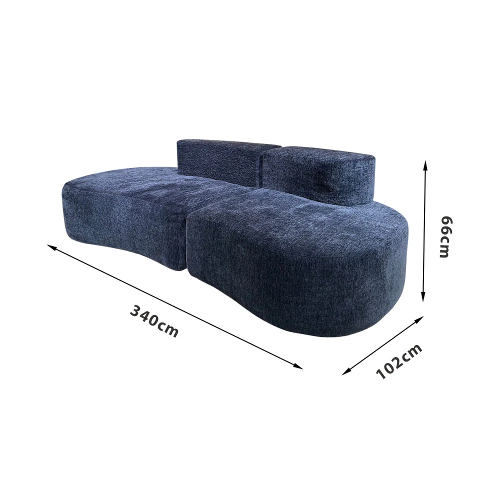 LIVARA B301 240CM Length Blue&Orange+Grey Minimalist Style Dual-Layer High-Resilience Foam Compressed Sofa - Image 14