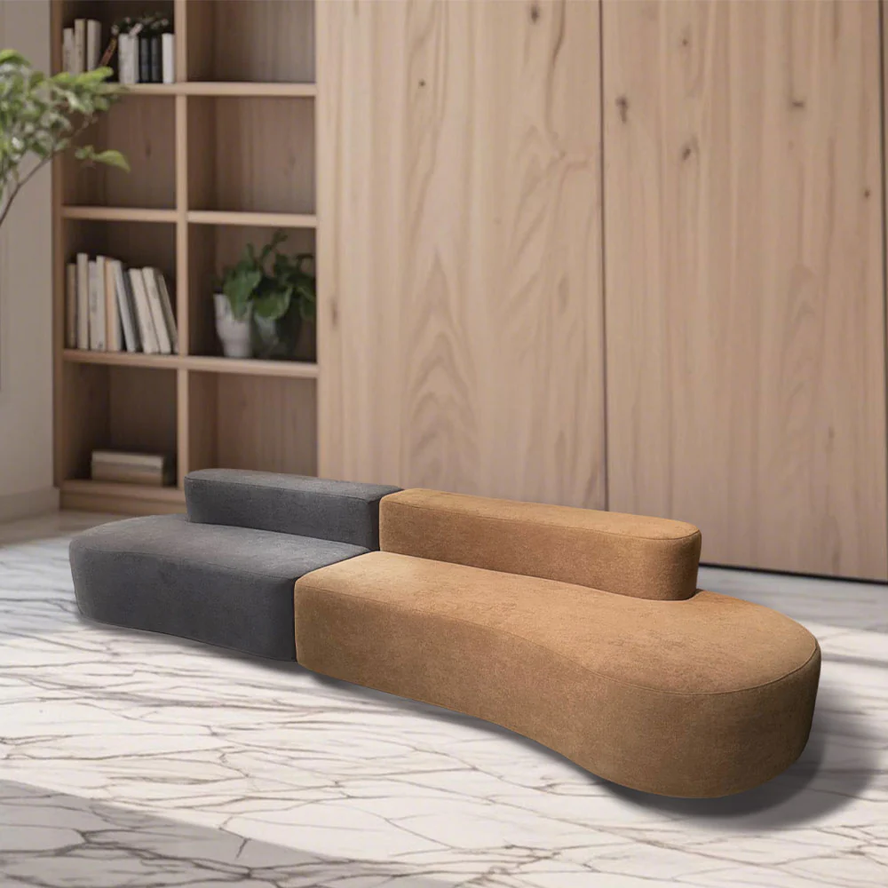 LIVARA B301 240CM Length Blue&Orange+Grey Minimalist Style Dual-Layer High-Resilience Foam Compressed Sofa - Image 4