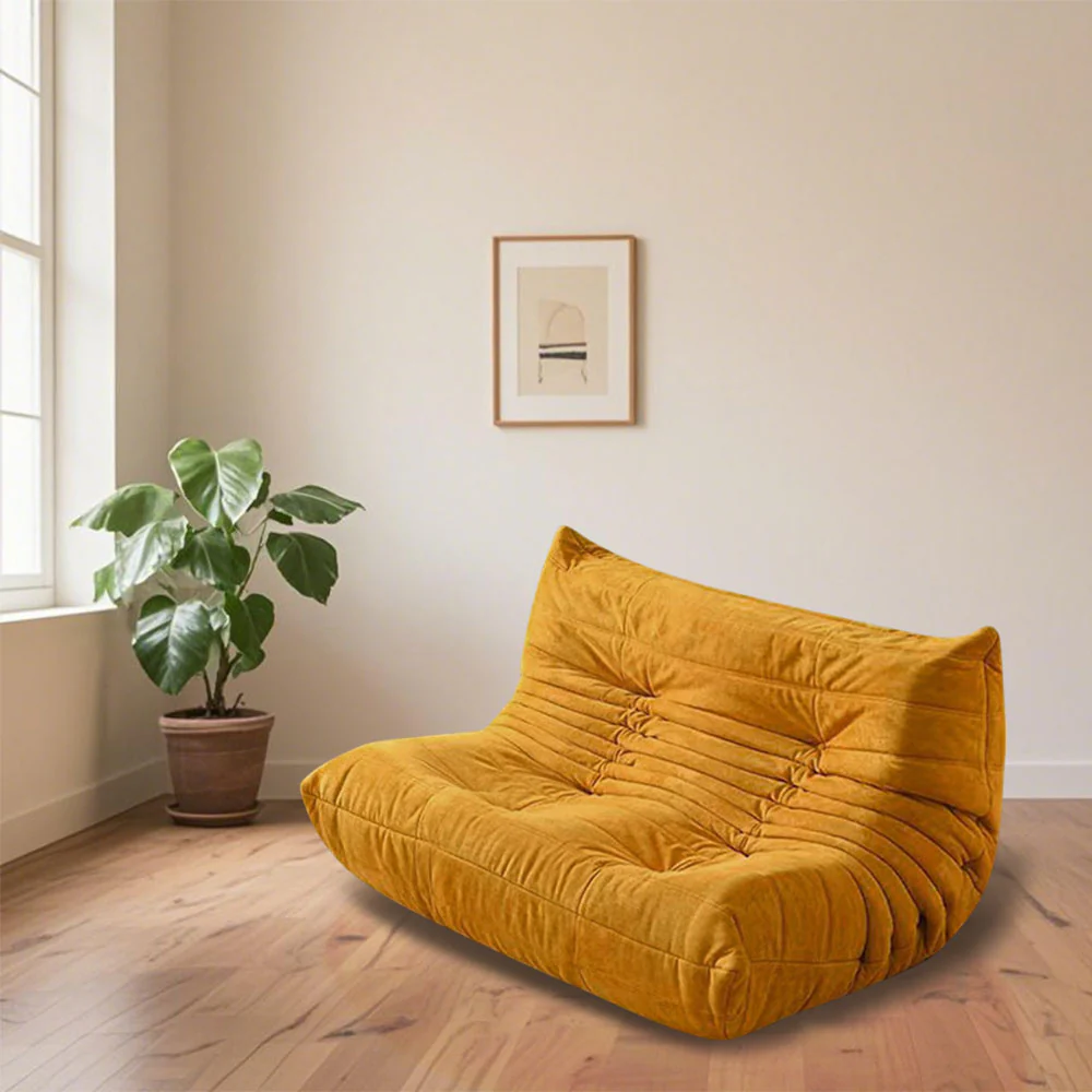 LIVARA B001 84/90/130/160CM Length Yellow Minimalist Style Dual-Layer High-Resilience Foam Compressed Sofa - Image 9