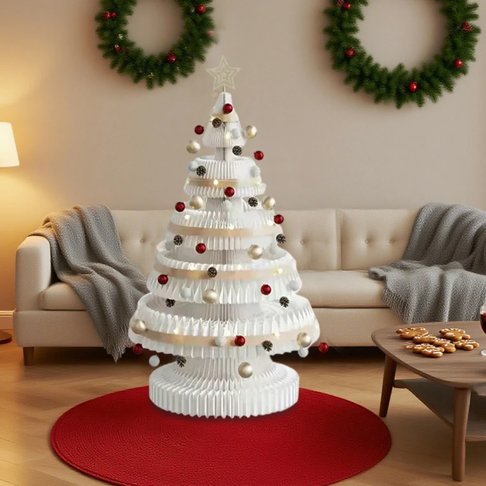 LIVARA Foldable Christmas Tree Decor 53/75/100cm Holiday Decoration for Home, Party & Retail Display - White - Image 14