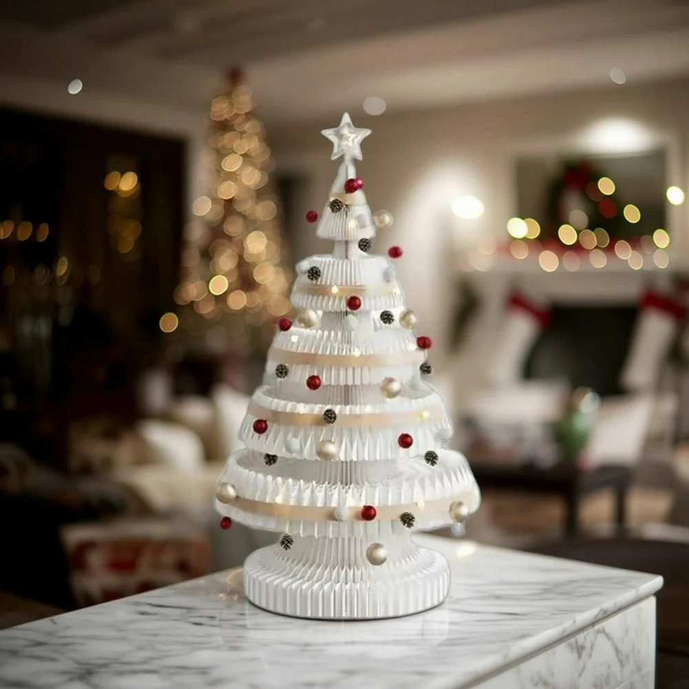 LIVARA Foldable Christmas Tree Decor 53/75/100cm Holiday Decoration for Home, Party & Retail Display - White - Image 2
