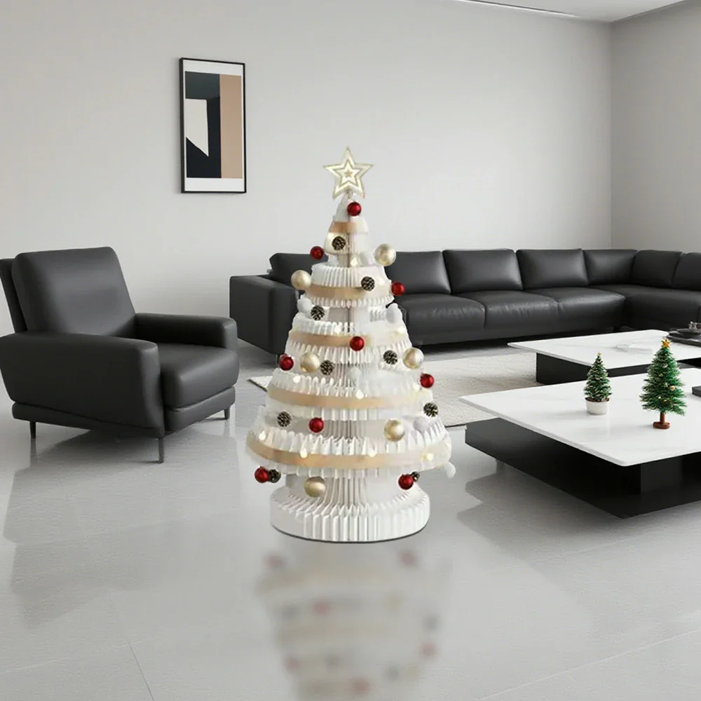 LIVARA Foldable Christmas Tree Decor 53/75/100cm Holiday Decoration for Home, Party & Retail Display - White - Image 7