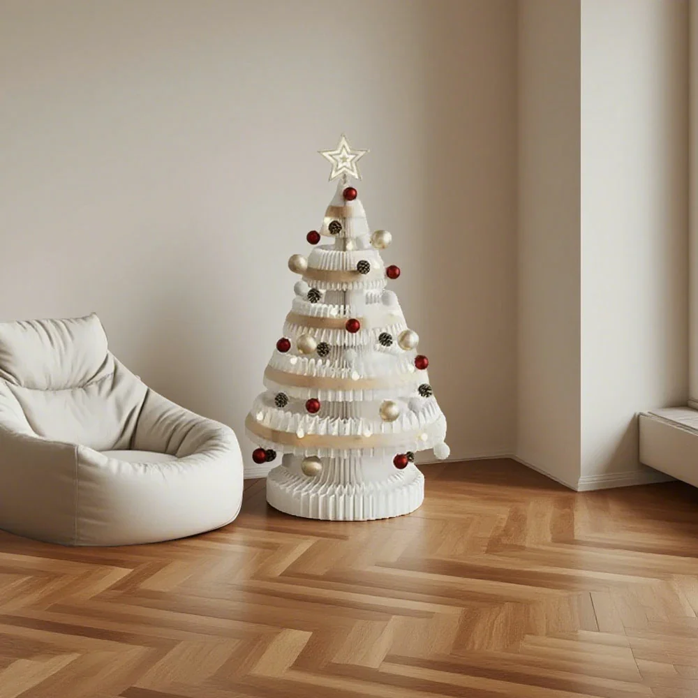 LIVARA Foldable Christmas Tree Decor 53/75/100cm Holiday Decoration for Home, Party & Retail Display - White - Image 9