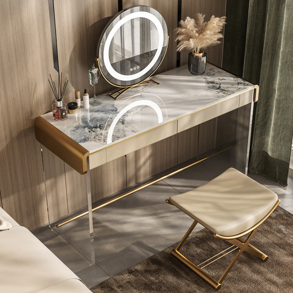 LUXORA DR1024 100-136cm Rock Countertop Lacquered Cabinet Dressing Table - Acrylic - Image 5