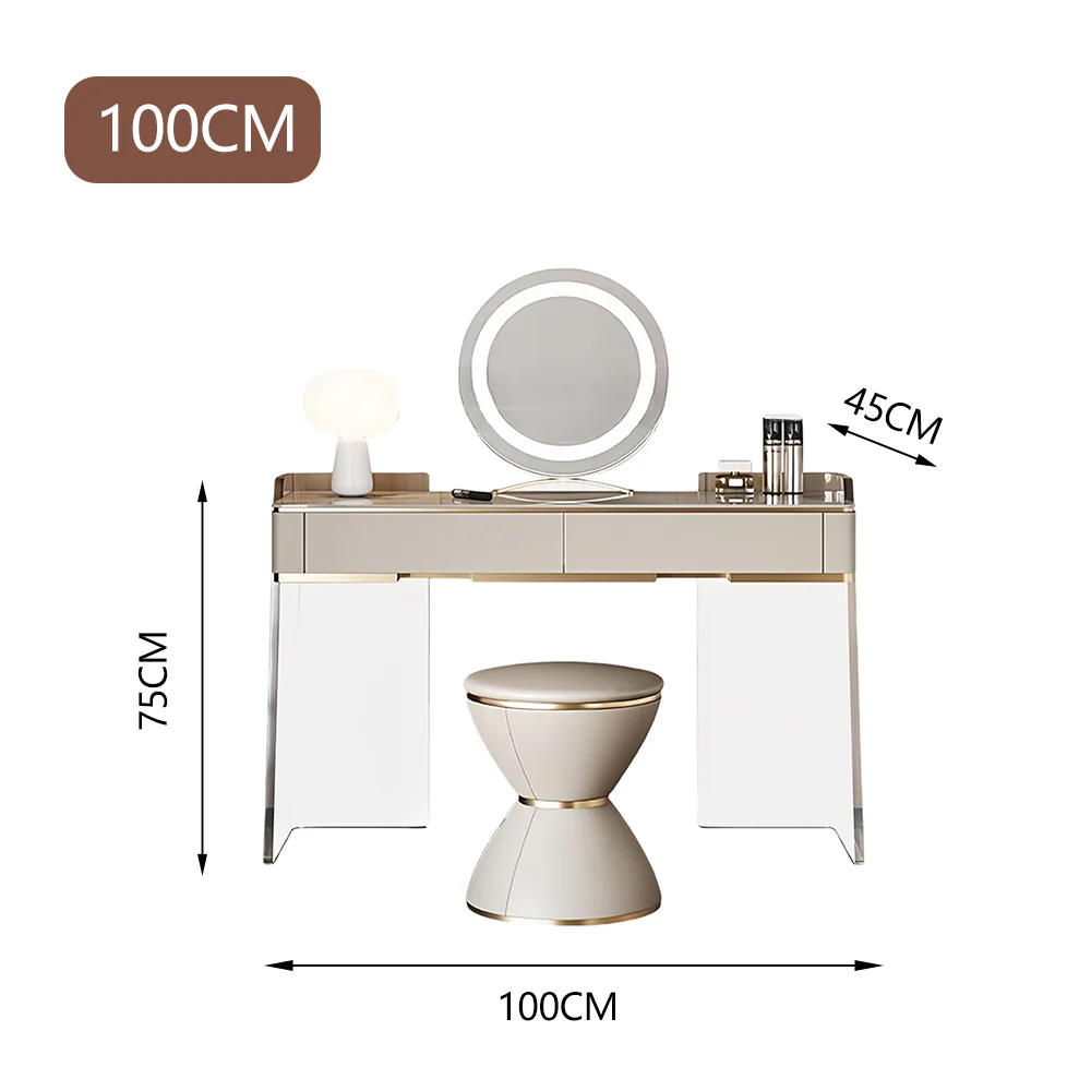 LUXORA DR1040 80-120cm Rock Countertop Solid Wood Cabinet Dressing Table - Image 10