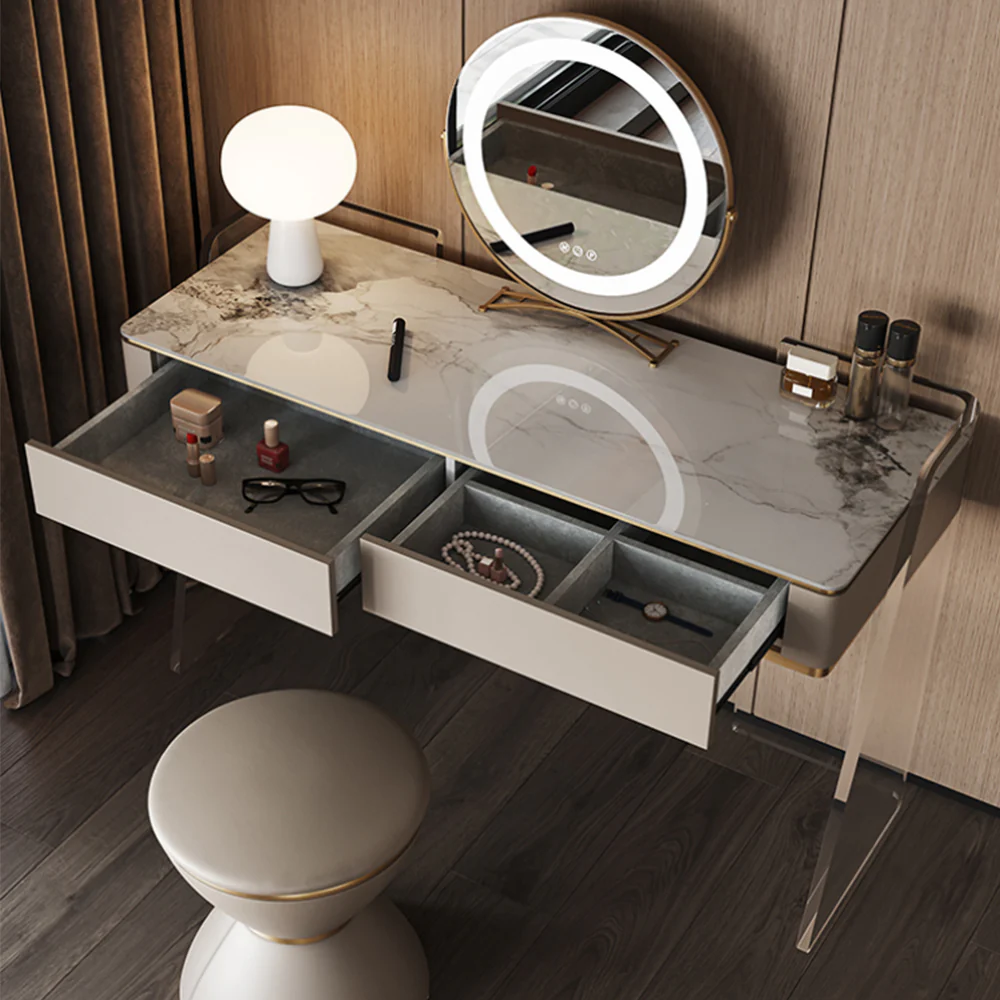 LUXORA DR1040 80-120cm Rock Countertop Solid Wood Cabinet Dressing Table - Image 5