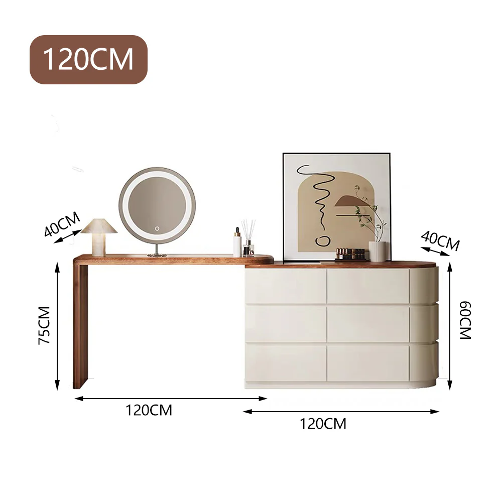 LIVARA DR1065 120cm Expandable Solid Wood Tabletop Dressing Table - Image 5