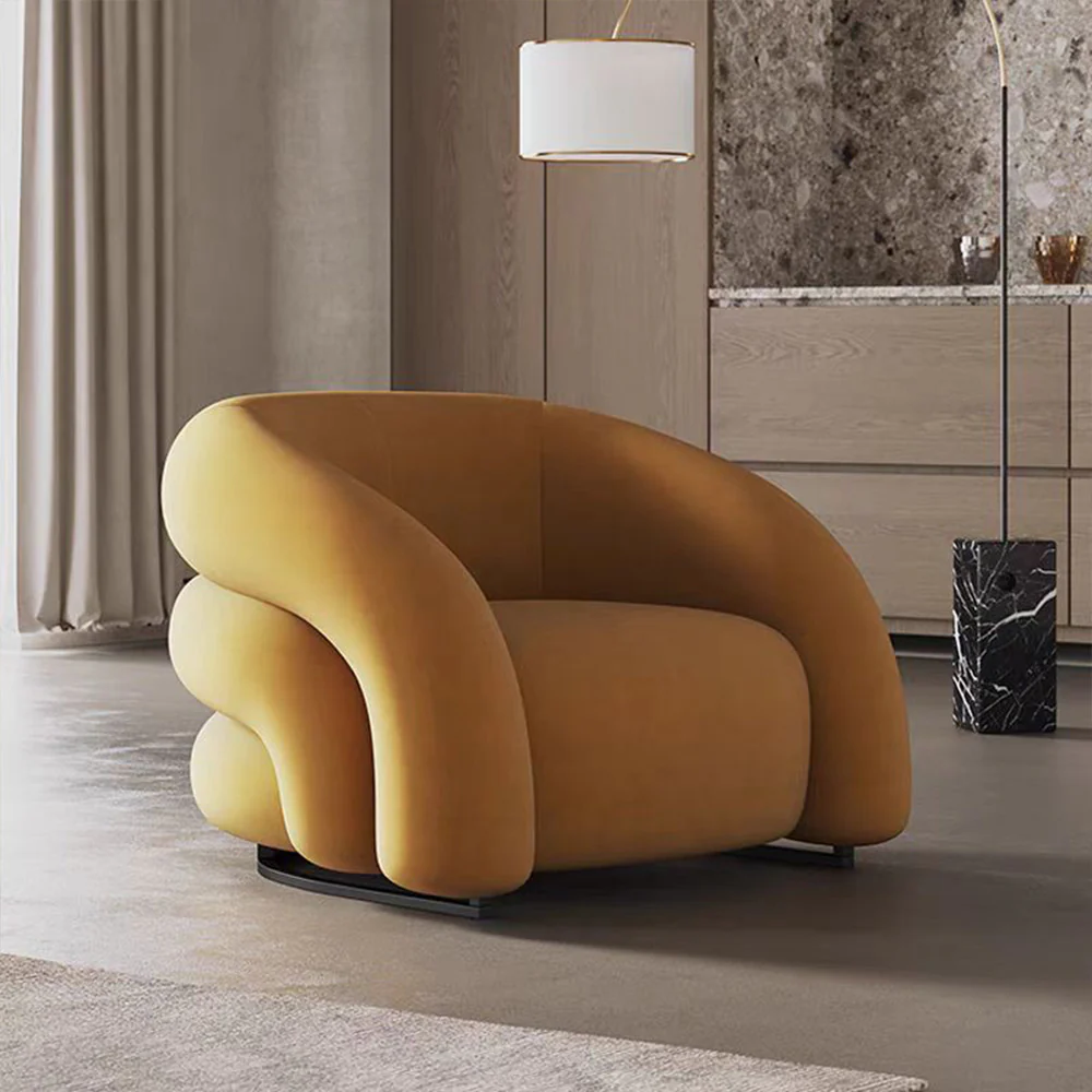 LIVARA EC1010 Rainbow Chair Stainless Steel Velvet Imported Pine Leisure Chair - Image 3