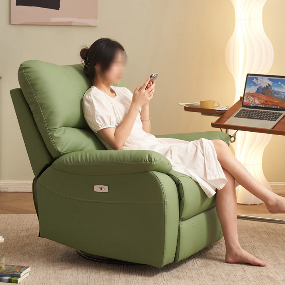 LIVARA FC1017 Scratch-Resistant Faux Leather Manual Swivel Rocking Cozy Leisure Chair - Image 4