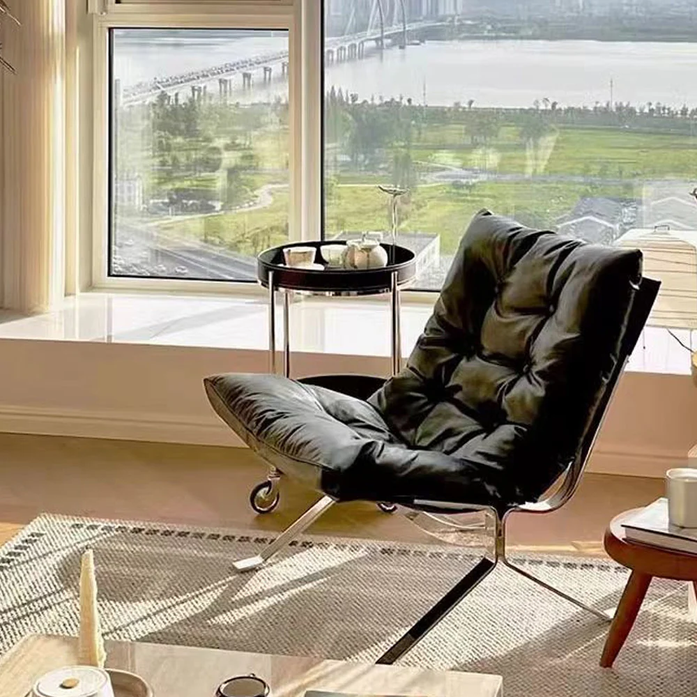 LIVARA EC1029 Stainless Steel Down Feather Ultra Fiber Leather Leisure Chair - Image 3