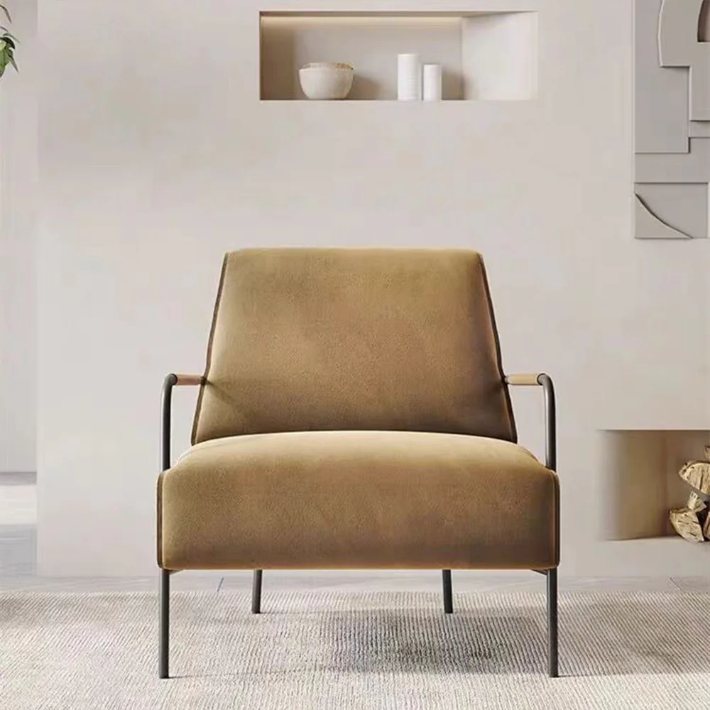 LIVARA EC1036 High-End Design Iron Frame Solid Wood Frame Leisure Chair - Image 3
