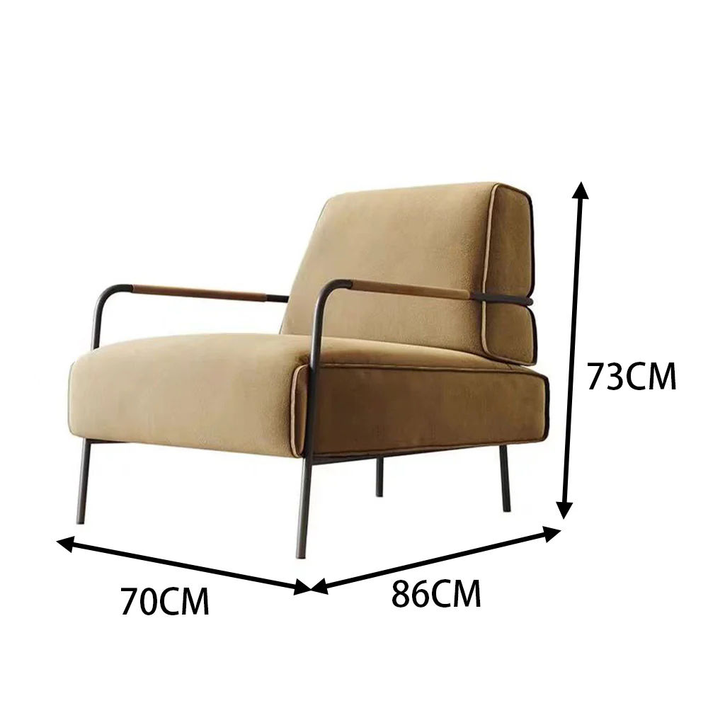 LIVARA EC1036 High-End Design Iron Frame Solid Wood Frame Leisure Chair - Image 5