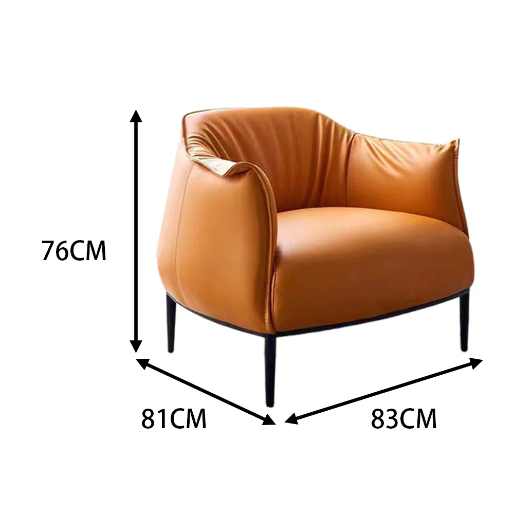 LIVARA EC1066 Carbon Steel High-Density Sponge Faux Leather Minimalist Leisure Chair - Image 10