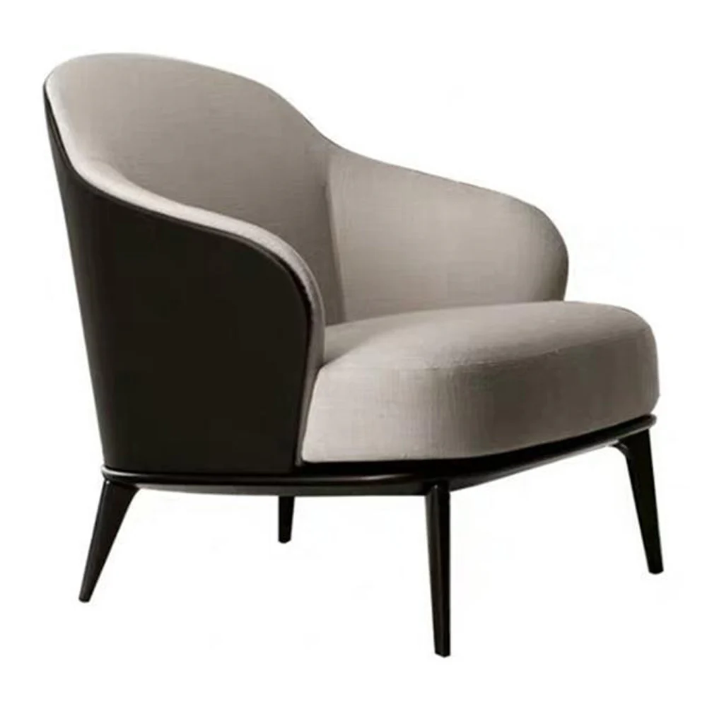 LIVARA EC1070 Eucalyptus Wood Frame with High-Density Foam and Wooden Black Legs Leisure Chair