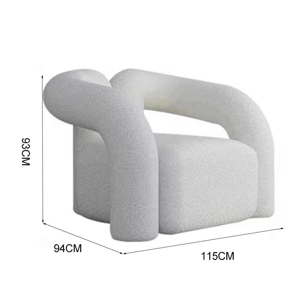 LIVARA EC1083 Minimalist Style Wooden Frame Lamb Wool Leisure Chair - Image 5