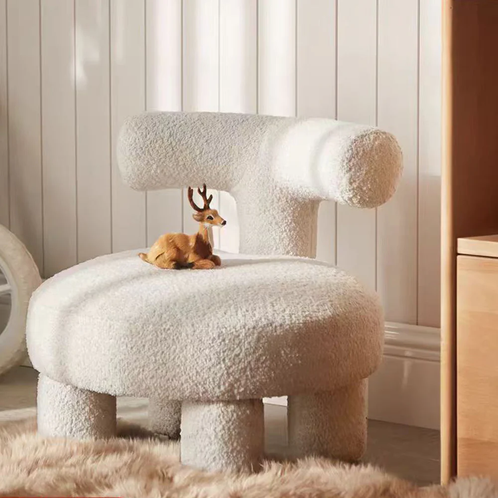 LIVARA EC1092 Wooden Frame Lamb Wool Upholstery Children's Chair - Image 4