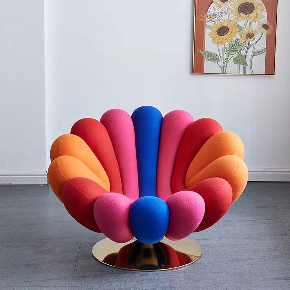 LIVARA EC1097 Colorful Floral Shaped Cotton Elastic Fabric Light Luxury Leisure Chair - Image 3