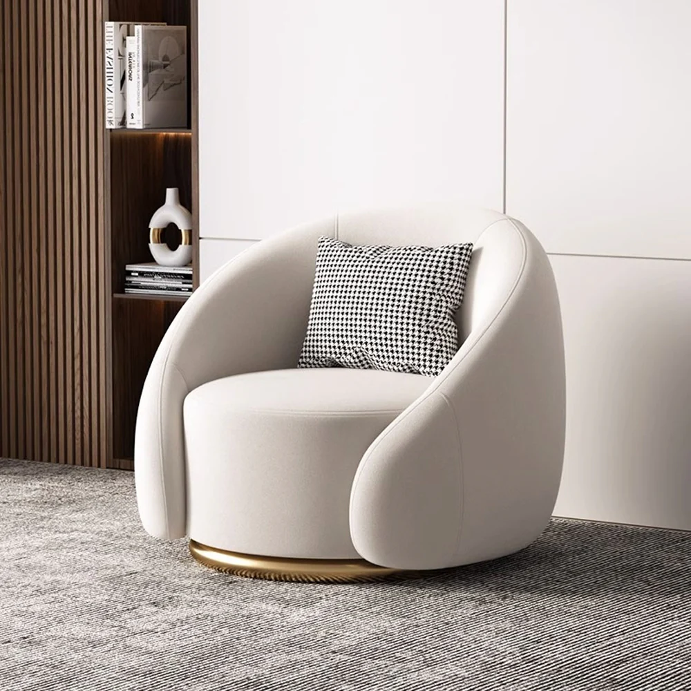 LIVARA EC1105 Solid Wood Frame and Stainless Steel Rotating Chair - Image 4