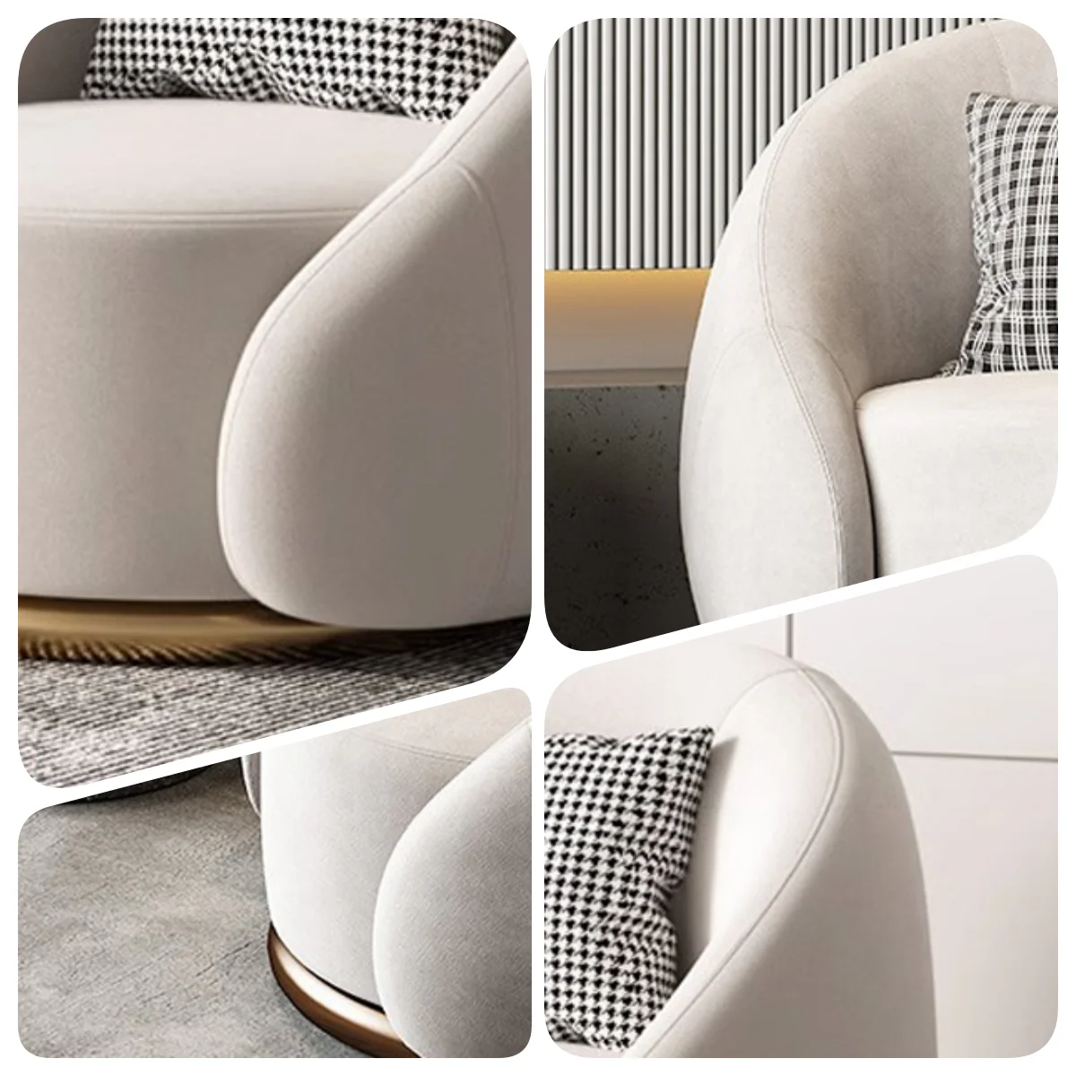 LIVARA EC1105 Solid Wood Frame and Stainless Steel Rotating Chair - Image 5