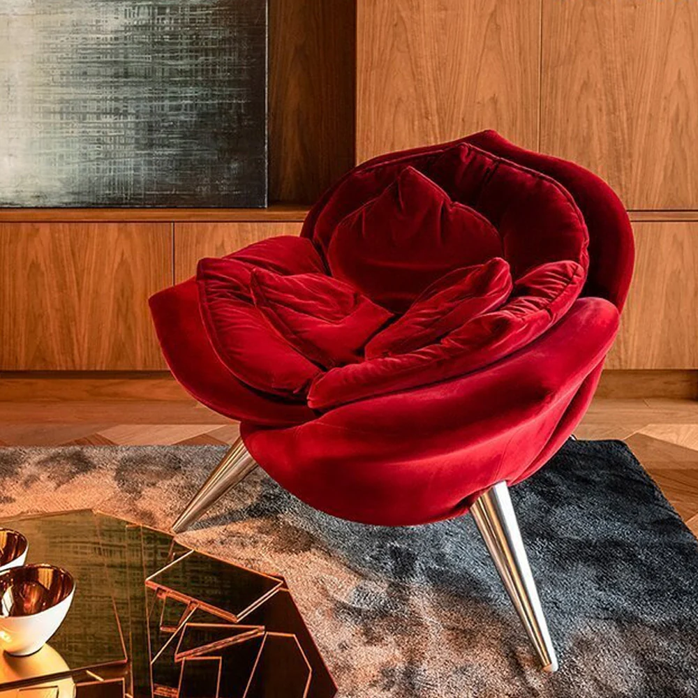 LIVARA EC1117 Velvet Metal Frame Leisure Chair - Image 2