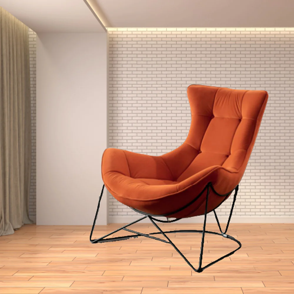 LIVARA EC1150 Minimalist Style Velvet Leisure Chair - Image 3