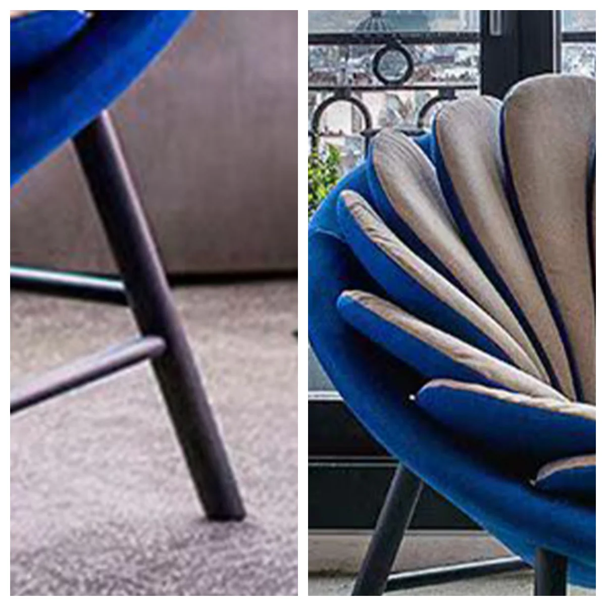LIVARA EC1159 Sunflower Design Velvet Ash Wood Leisure Chair - Image 4