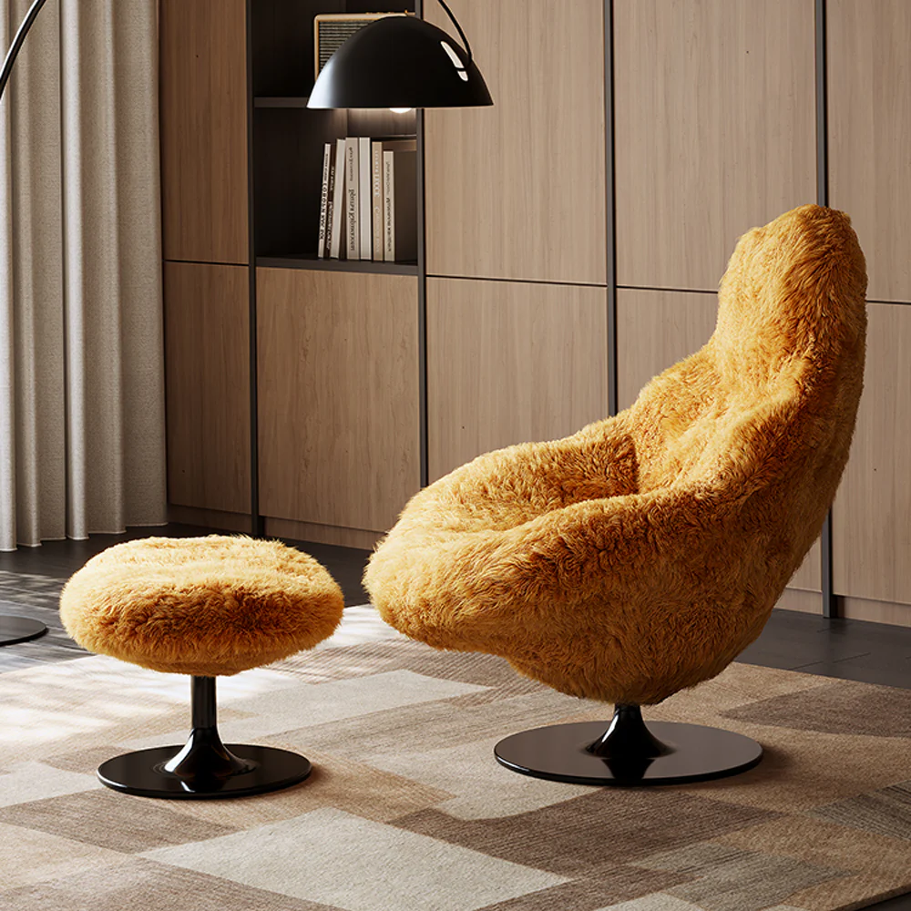 LIVARA EC1181 Footrest Leisure Chair Solid Wood Board Long Wool - Image 2