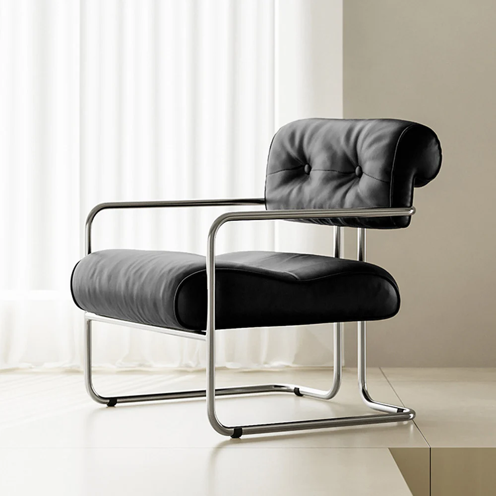 LIVARA EC1190 Black Titanium Stainless Steel Frame Leisure Chair - Black - Image 2