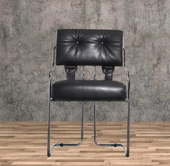 LIVARA EC1190 Black Titanium Stainless Steel Frame Leisure Chair - Black - Image 4