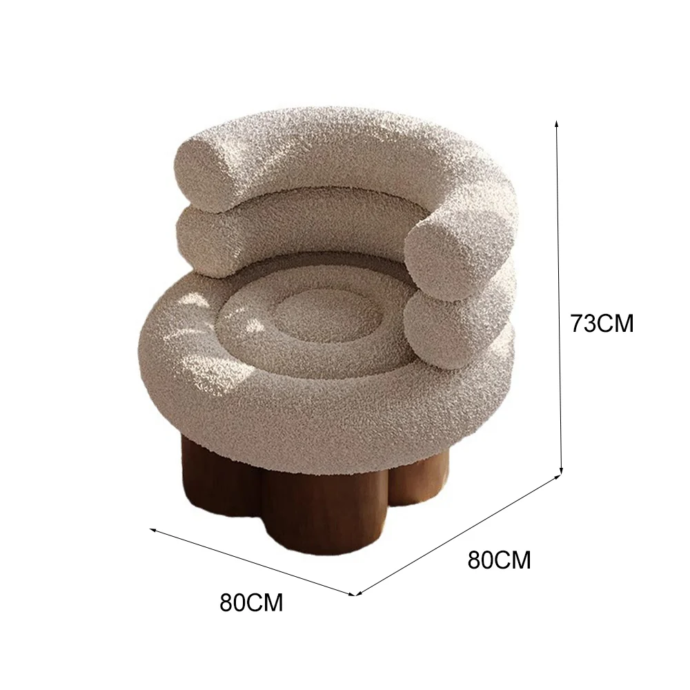 LIVARA EC1208 Lamb Wool Solid Wood Legs High-Density Foam Leisure Chair - Image 5