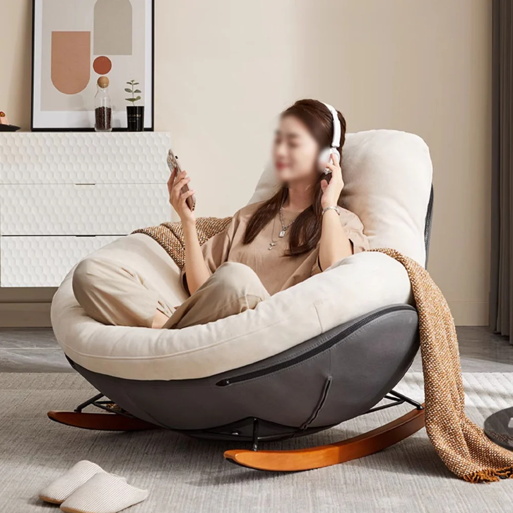 LIVARA EC1211 Technology Fabric Curved Board Wooden Legs Leisure Chair - Image 2