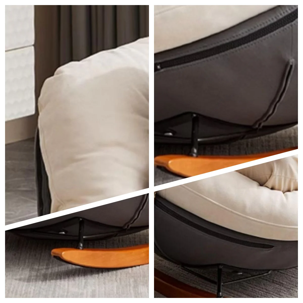 LIVARA EC1211 Technology Fabric Curved Board Wooden Legs Leisure Chair - Image 5