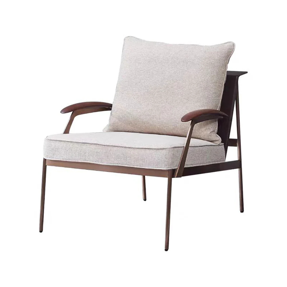 LIVARA EC1218 White Wax Wood Stainless Steel Legs Fabric Leisure Chair