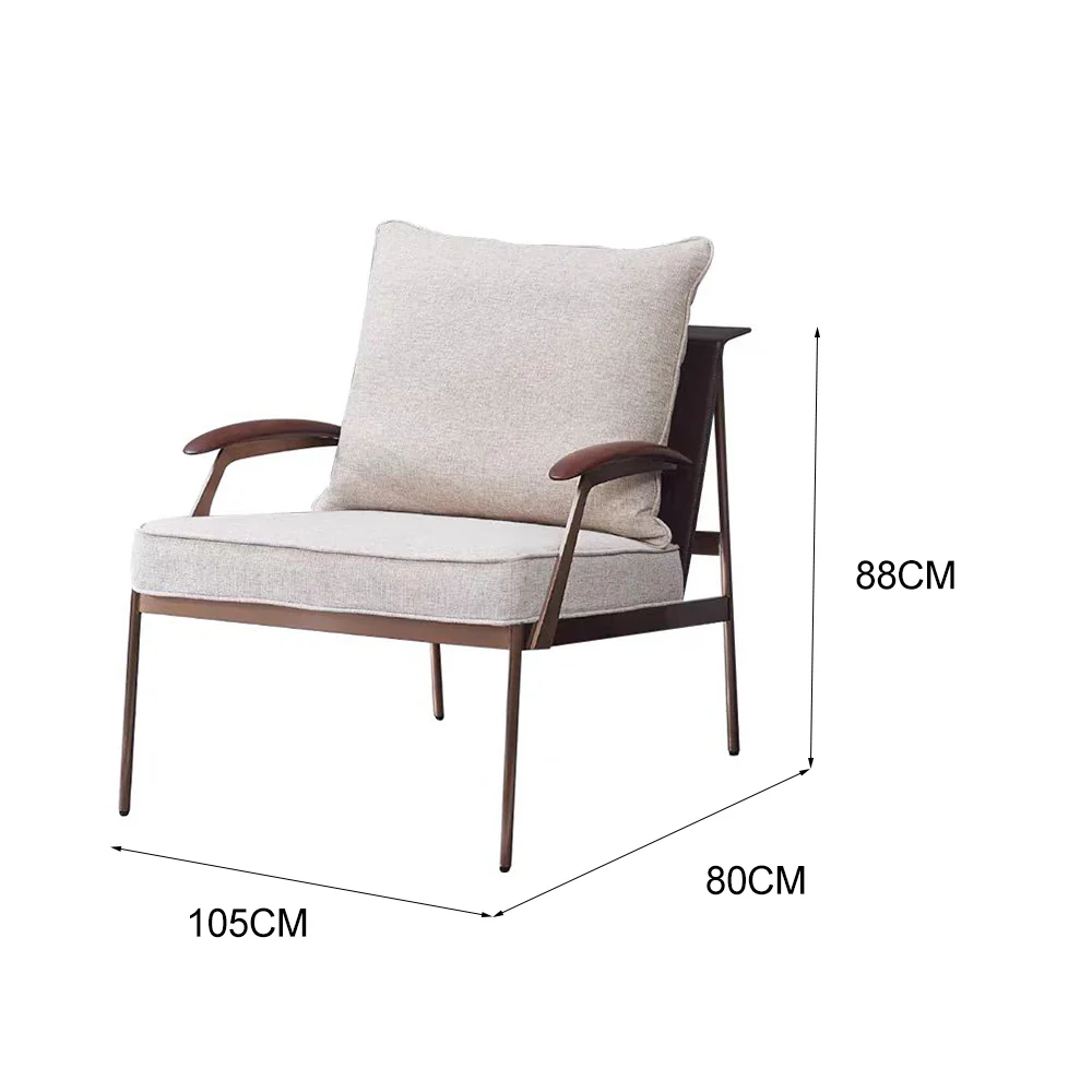 LIVARA EC1218 White Wax Wood Stainless Steel Legs Fabric Leisure Chair - Image 6