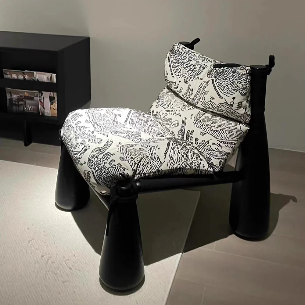 LIVARA EC1219 White Wax Wood Fabric Leisure Chair - Image 2