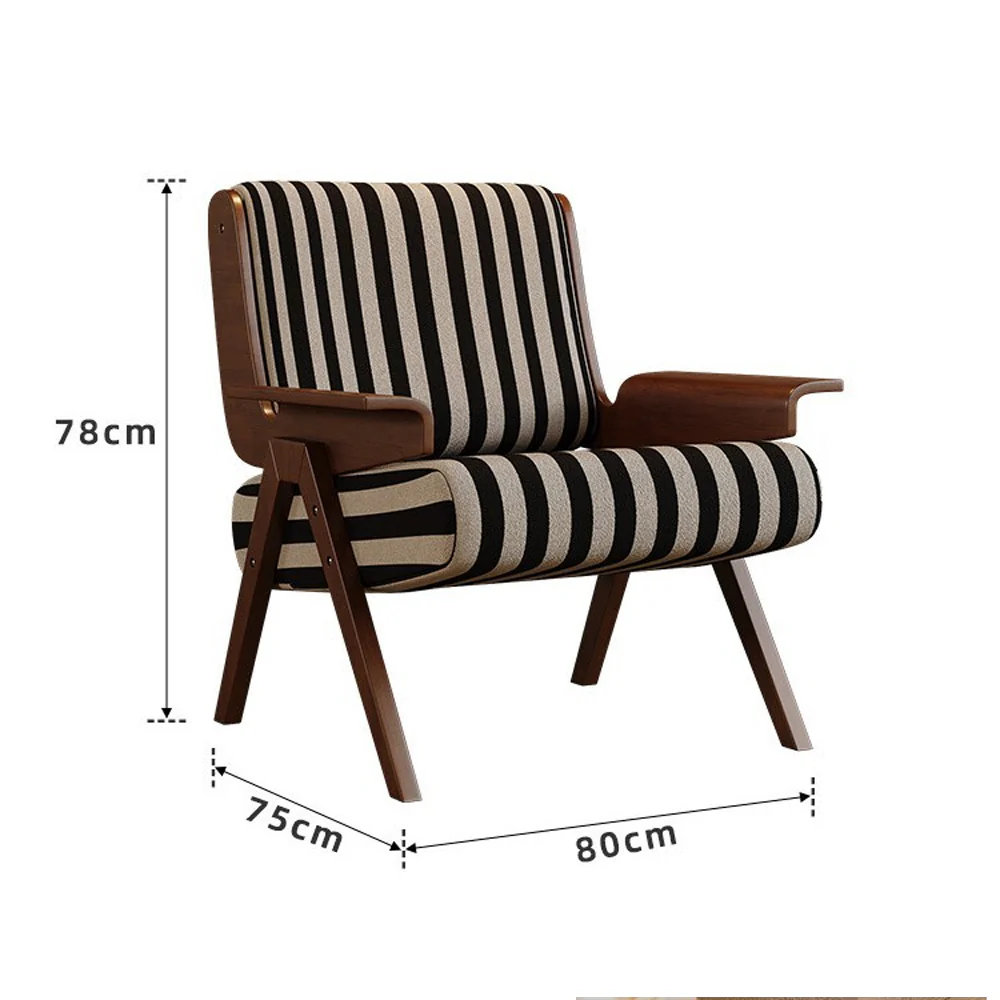 LIVARA EC1220 White Wax Wood High-Resilience Foam Fabric Leisure Chair - Image 5