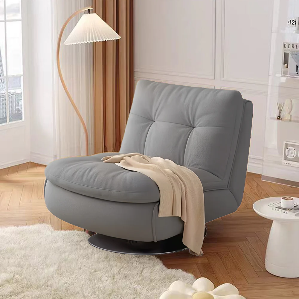 LIVARA EC1234 Steel Frame Velvet Fabric Leisure Chair - Grey - Image 2